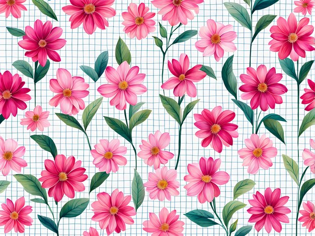 Papel tapiz con patrón floral en un patrón a cuadros muy pequeño