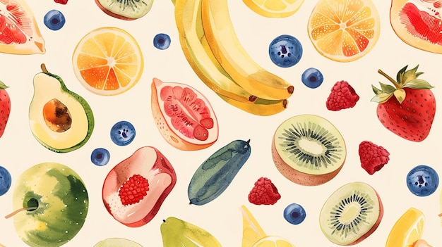 papel tapiz con patrón de frutas