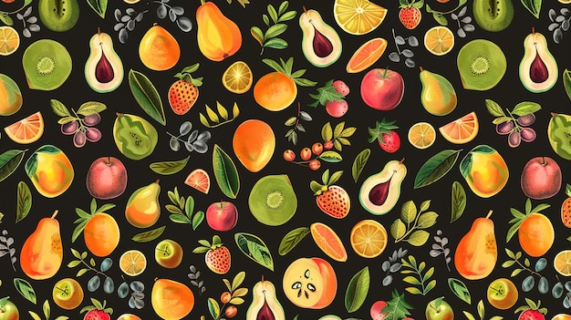 papel tapiz con patrón de frutas