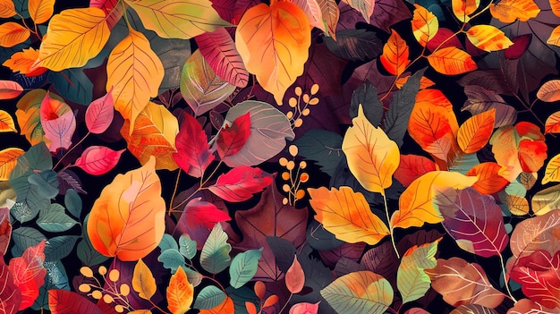 Papel tapiz con patrón de hojas de otoño