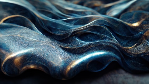 Papel tapiz de piedra de humo azul abstracto con detalles brillantes dorados ahumados