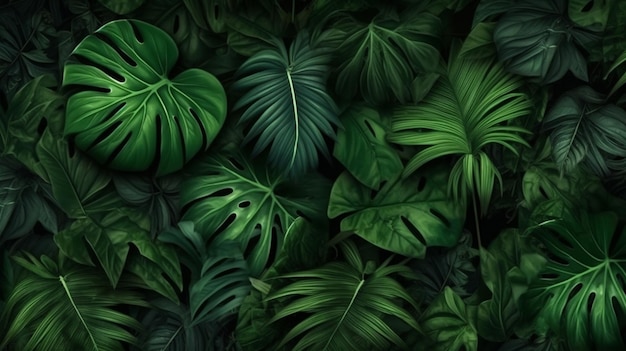 Un papel tapiz de una planta tropical que es verde y tiene un patrón de hojas.