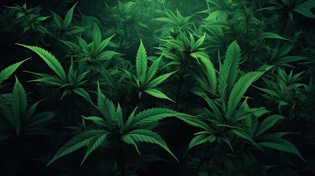 Papel tapiz de plantas de cannabis con un brillo especial