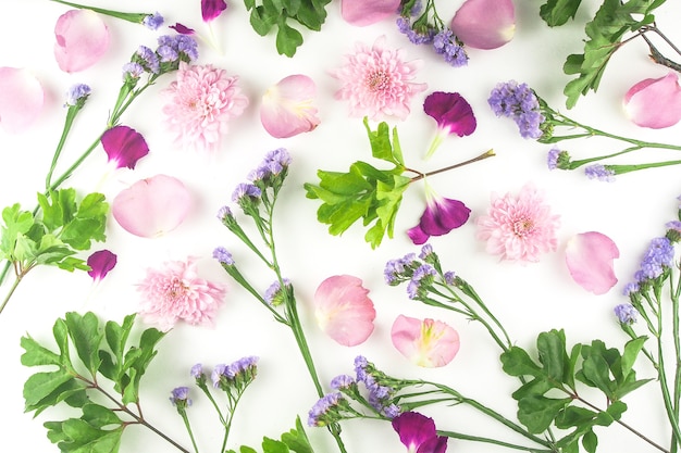 Foto papel tapiz púrpura hoja rosa pequeña flor plana endecha