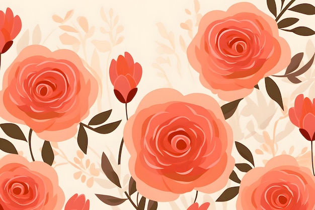 Foto un papel tapiz con rosas y hojas rosadas.