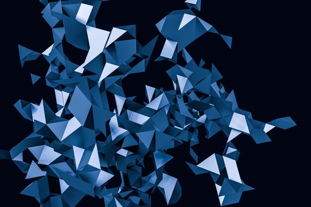 Papel triangular con formas creativas renderización en 3D