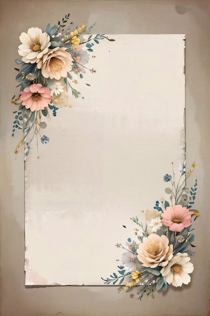 Papel vintage com fundo de textura de flores