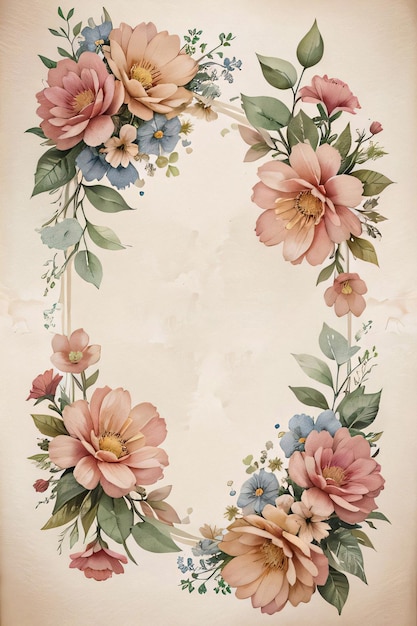 Papel vintage com fundo de textura de flores