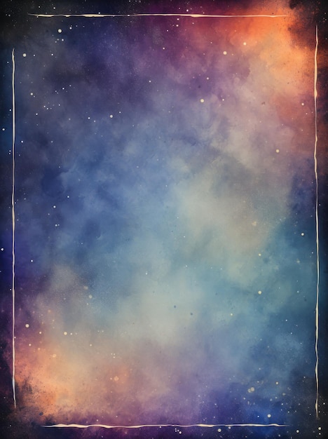 Foto papel vintage de aquarela escura com textura de borda estrelas de astronomia de néon