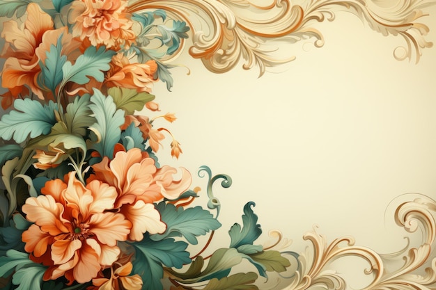 Papel vintage floral creado con IA generativa