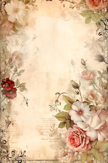 Papel vintage con flores para hacer scrapbooking tarjetas vintage con rosas