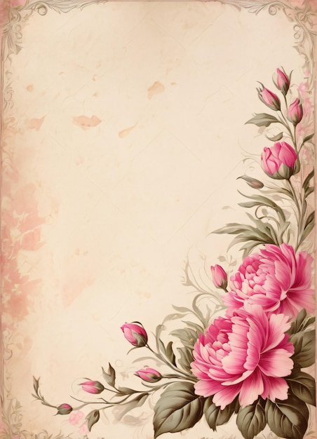 Papel vintage con fondo de flores para texto.