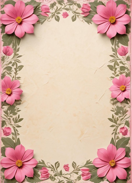 Foto papel vintage con fondo de flores para texto.
