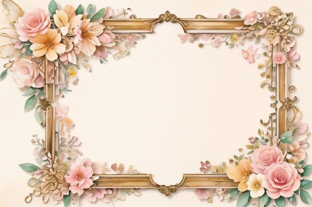 Foto papel vintage para scrapbooking com molduras de flores e borboletas