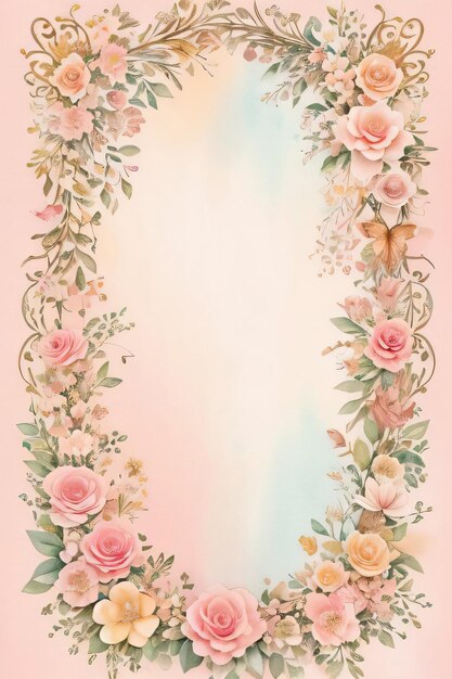 Foto papel vintage para scrapbooking com molduras de flores e borboletas