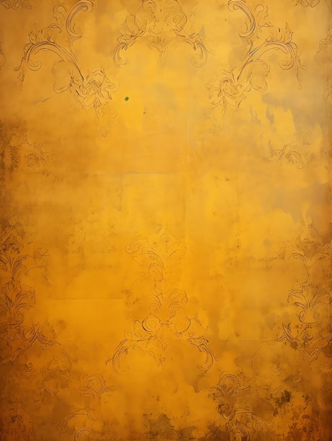 papel vintage con patrón de damasco antiguo amarillo con acentos dorados fondos papel de pared