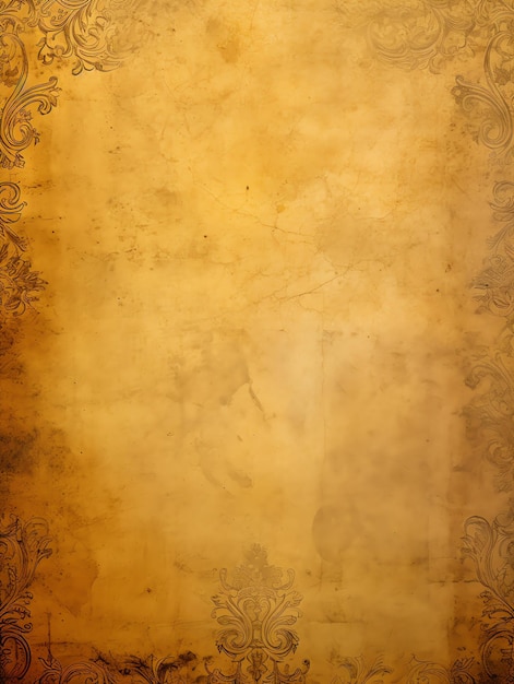 Foto papel vintage con patrón de damasco antiguo amarillo con fondo de detalles dorados, papel de pared