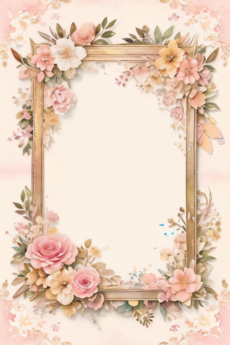 Foto papel vintage para scrapbooking con marcos de flores y mariposas.