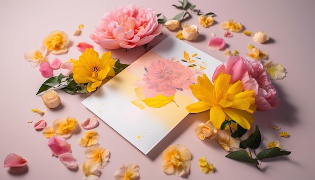 Papelería de Boda Elegante en Rosa y Amarillo con Motivos Florales