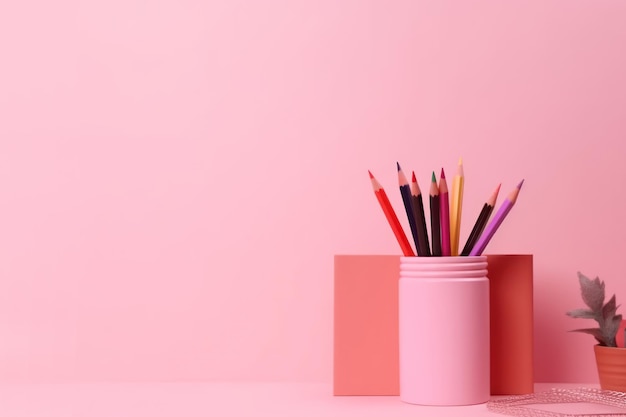 Papelería de regreso a la escuela en espacio de copia vacío sobre fondo de color