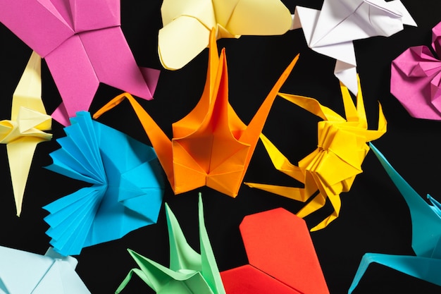 Papeles de origami de cerca