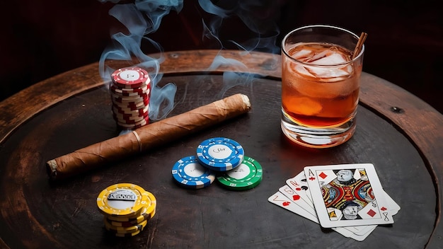 Foto papeletas de cigarro para juegos de azar, bebidas y cartas.