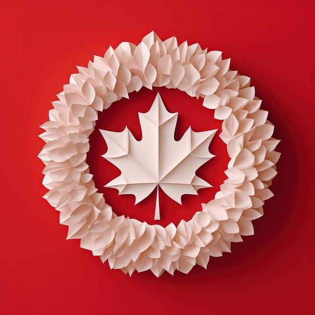 Paper Maple Celebration 3D Paper Cut Craft Ilustración para el Día de Canadá