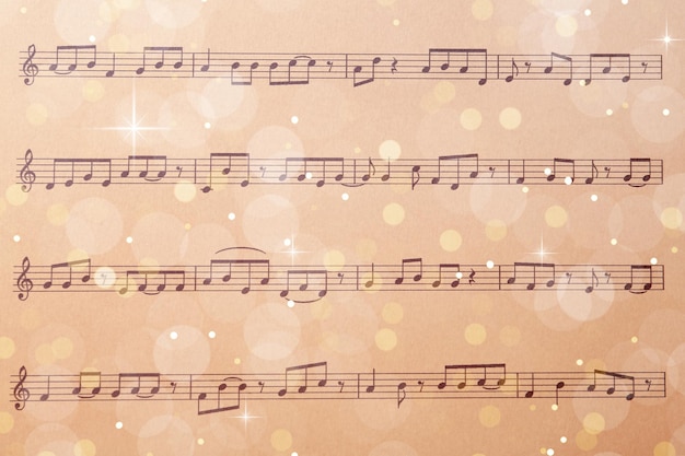 Papierblatt mit Nahaufnahmeansicht der musikalischen Anmerkungen