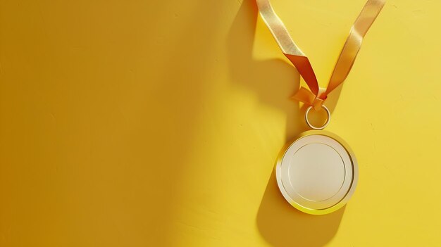Papiergeschnittene Goldmedaille und Gewinnerbecher auf gelbem Hintergrund Erster Platz Wettbewerbspreis Generative KI