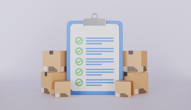Papierpaketboxen mit Aufnahmekarton und Checkliste Online-Order-Tracking-Online-Order