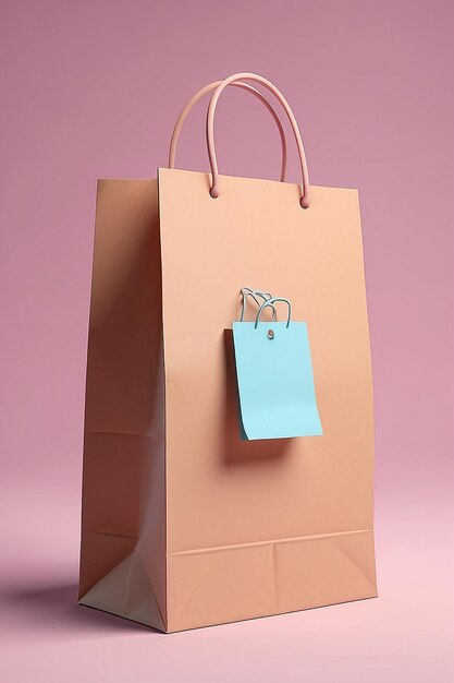 Papiertasche mit Cartoon-Hand auf rosa Hintergrund das Konzept der Arzneimittellieferung zum Haus Online-Ordering in Apotheken 3D-Rendering