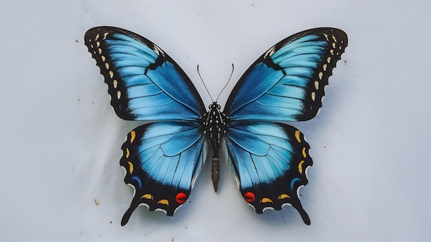 Papilio ulysses borboleta azul em fundo branco