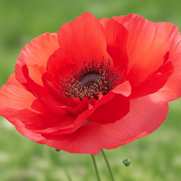 Papoula uma flor delicada com pétalas vermelhas vibrantes