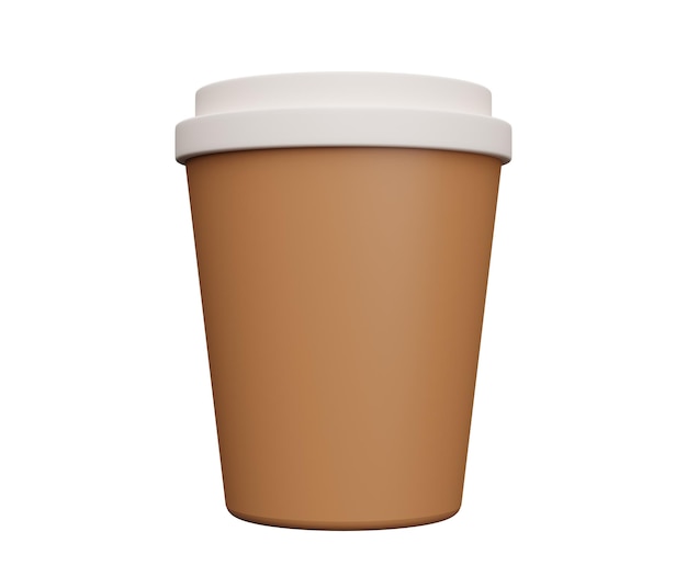 Pappbecher Kaffee 3d 3d rendern minimale Symbolillustration der Karikatur