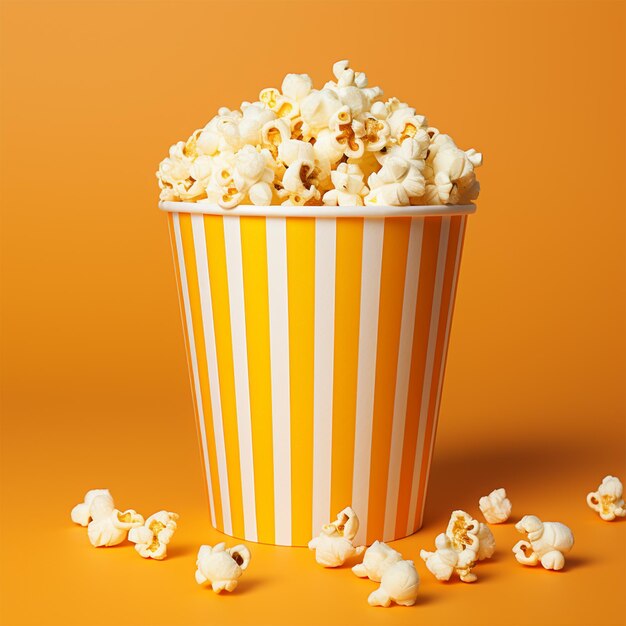 Pappbecher mit Popcorn auf farbigem Hintergrund
