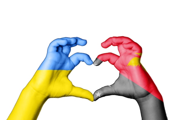 Papua Nova Guiné Ucrânia Coração, Gesto de mão fazendo coração, Ore pela Ucrânia