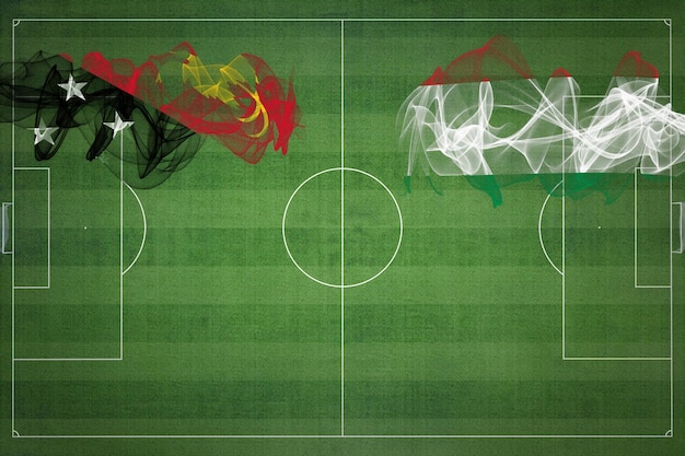 Papua Nova Guiné vs Hungria Jogo de futebol cores nacionais bandeiras nacionais campo de futebol jogo de futebol Conceito de competição Copiar espaço