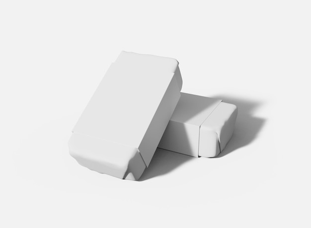 Paquete de barras de jabón blanco Mockup Embalaje aislado Representación 3d