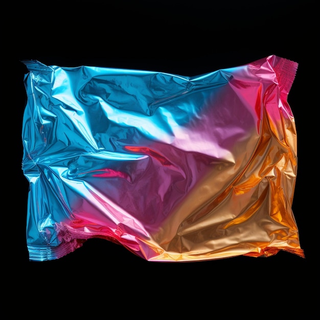 Foto un paquete de caramelos de plástico de fondo sencillo