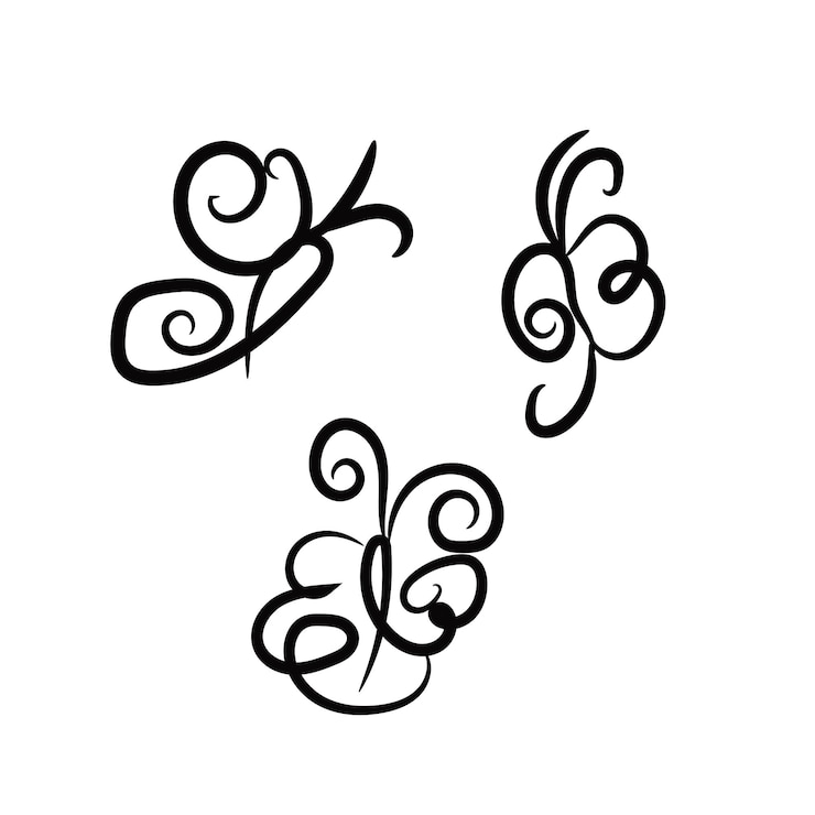 Foto paquete de contorno de mariposa dibujado a mano vectorial
