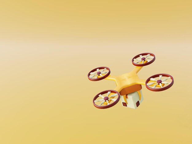 Paquete de entrega de ilustración 3d con drone perfecto para ilustración o fondo