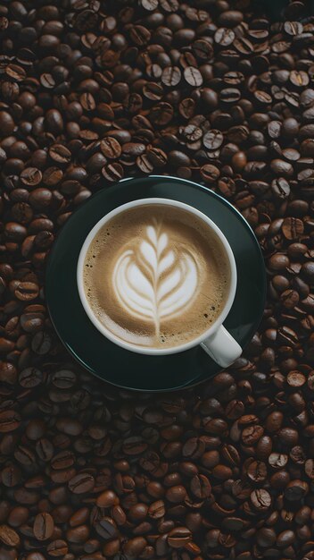 Foto paquete de granos de café en la mesa que destaca la esencia de la cafeína tapa de pared móvil vertical