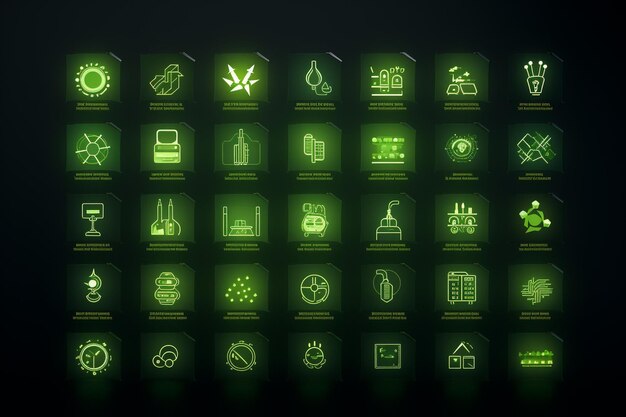 El paquete de iconos de energía verde y sostenibilidad con Generative ai
