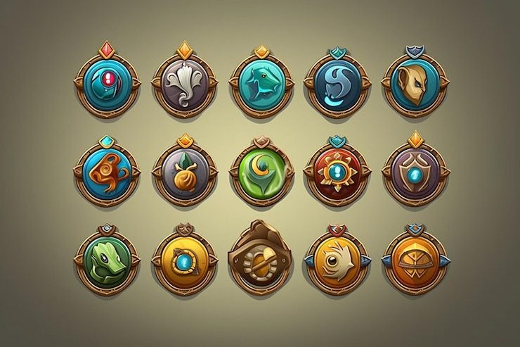 Foto paquete de insignias de pesca retro