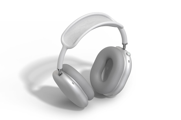 Un par de auriculares blancos con fondo blanco.