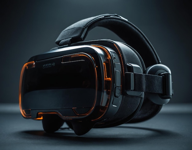 un par de auriculares de realidad virtual con colores naranja y negro