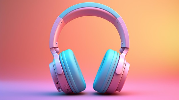 Un par de auriculares con rosa y azul en la parte inferior.