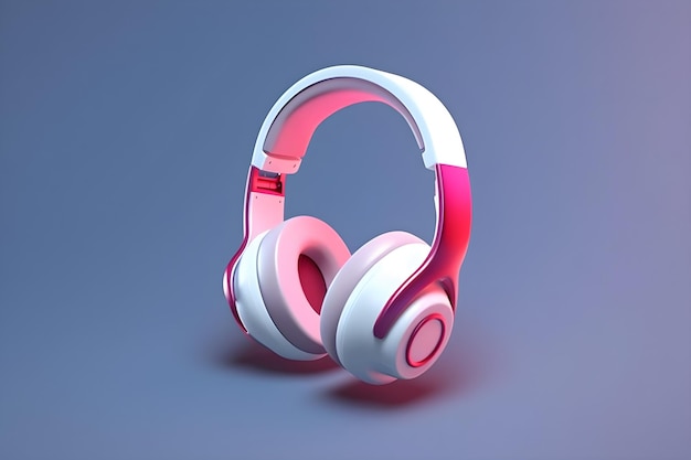 Un par de auriculares rosas y blancos con la palabra música.