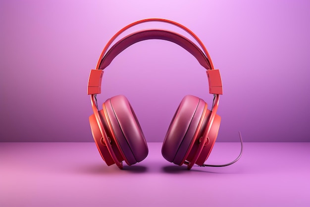 Un par de auriculares sobre un fondo rosado