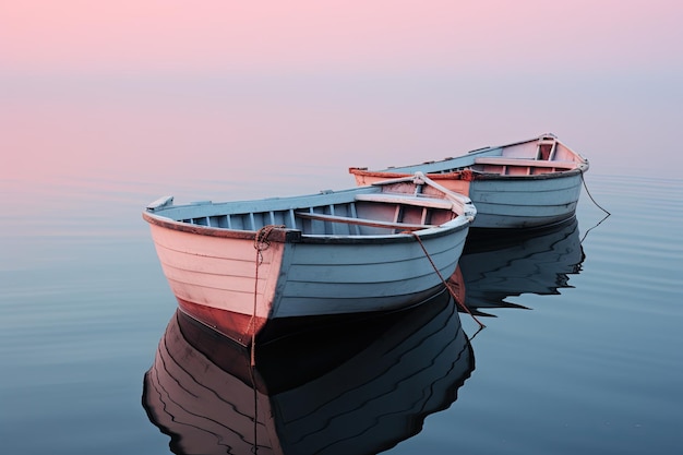 un par de barcos flotando sobre un cuerpo de agua